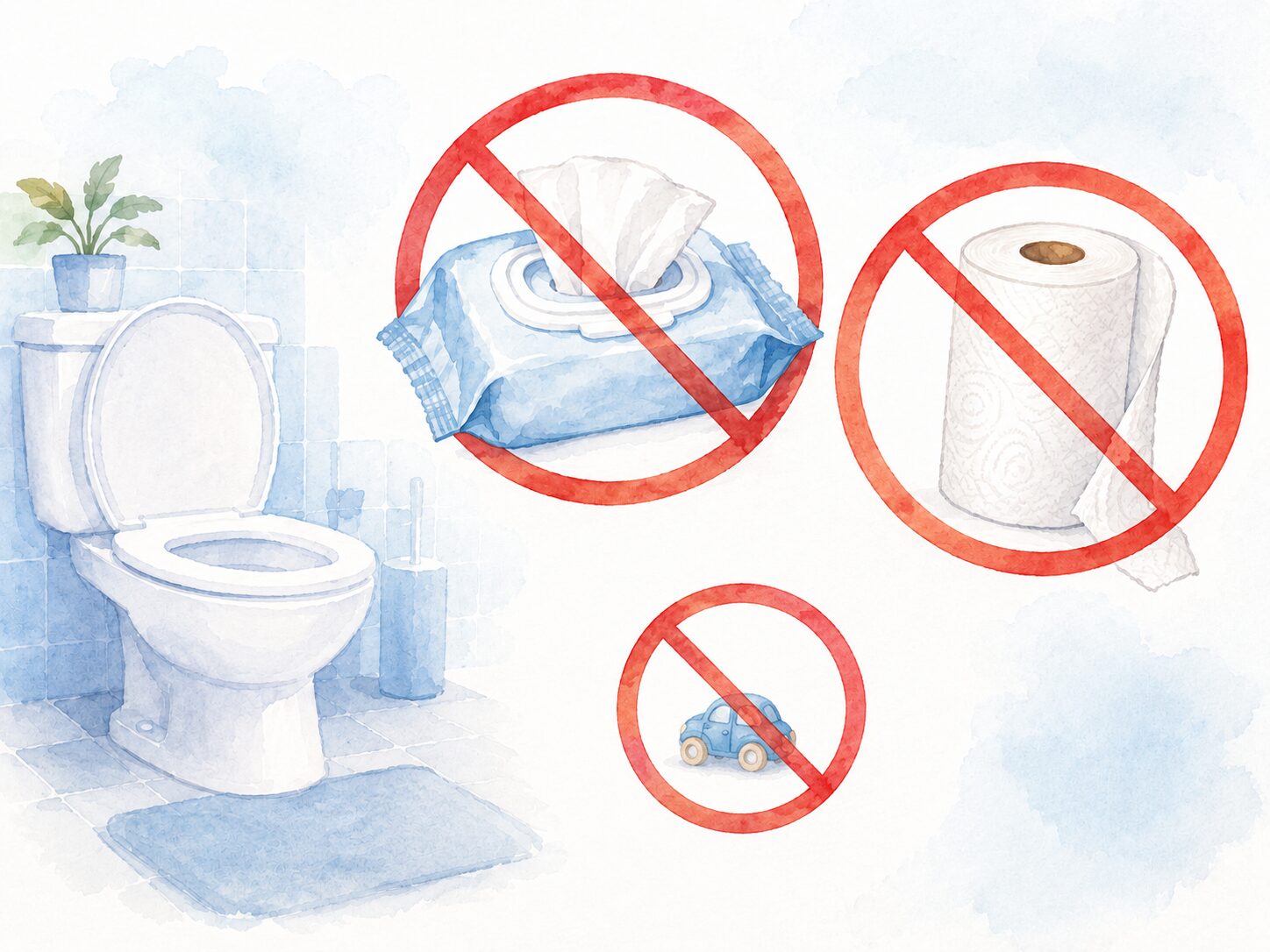 トイレに流してはいけないもの(お掃除シート・ペーパータオルなど)の例