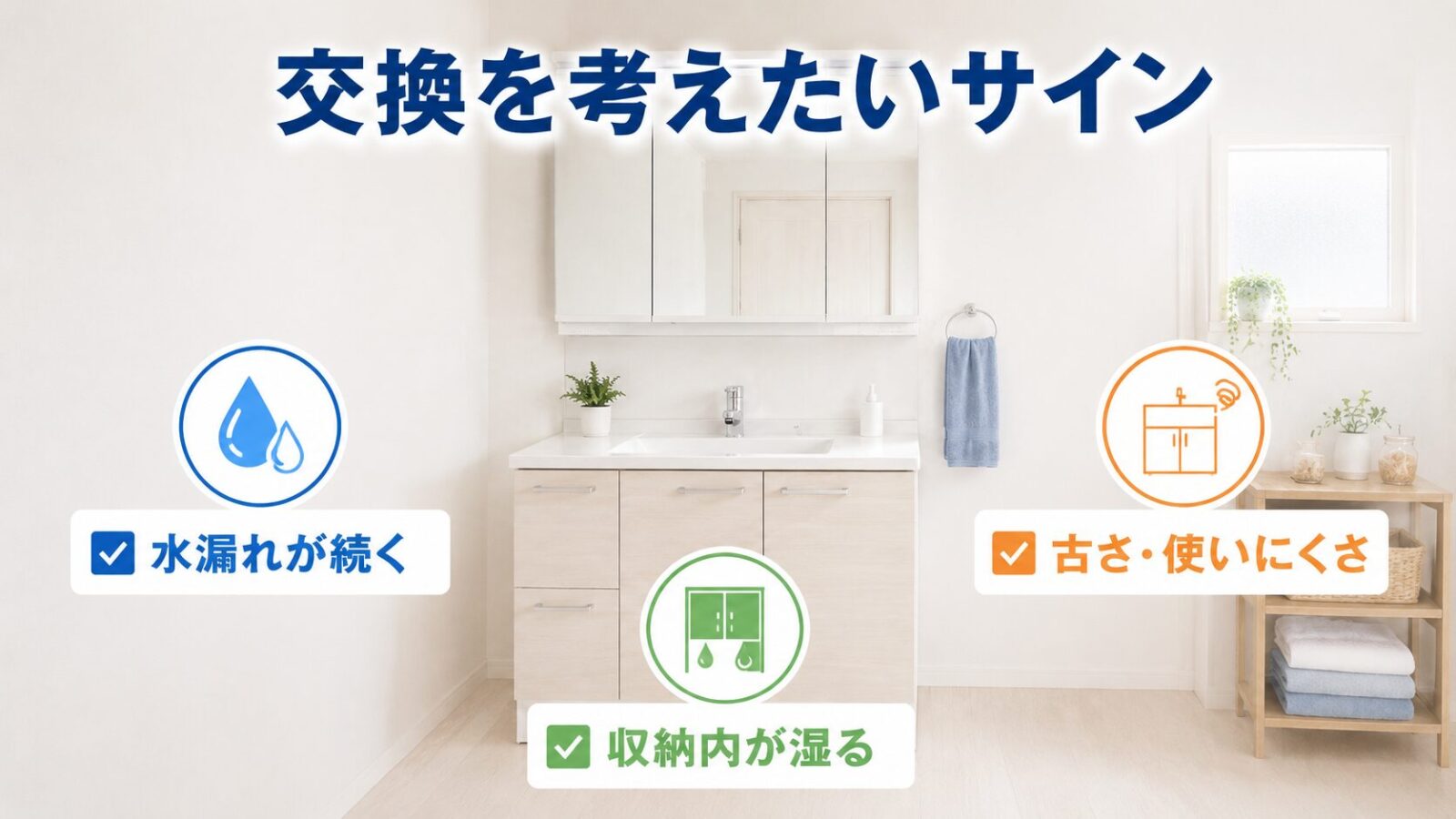 洗面台交換を考えたいサインを示した説明画像