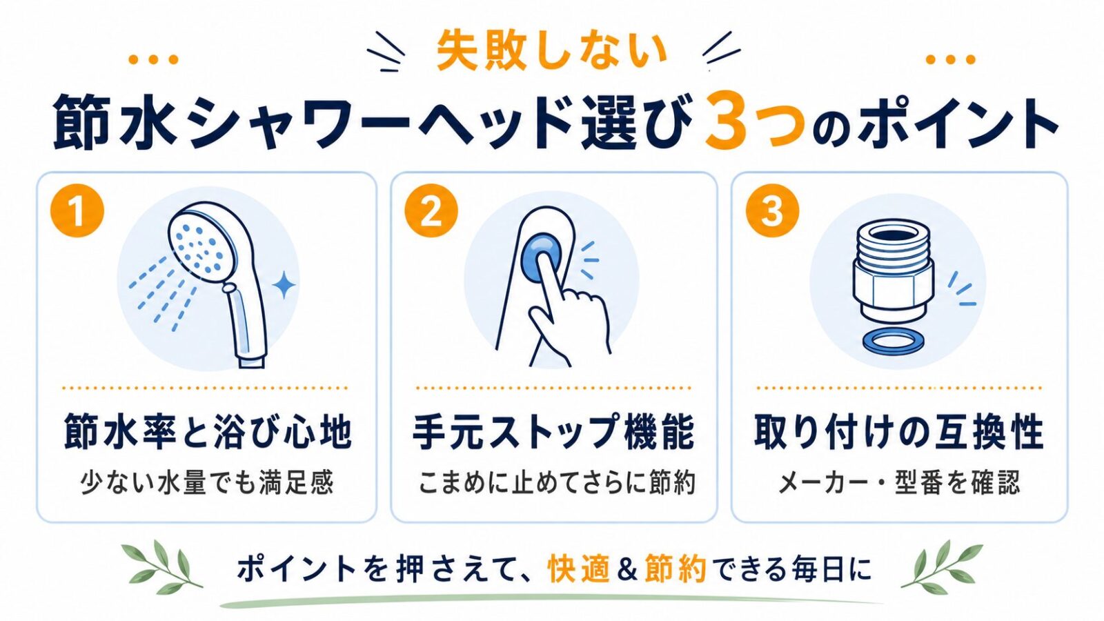 節水シャワーヘッド選び 3つのポイント