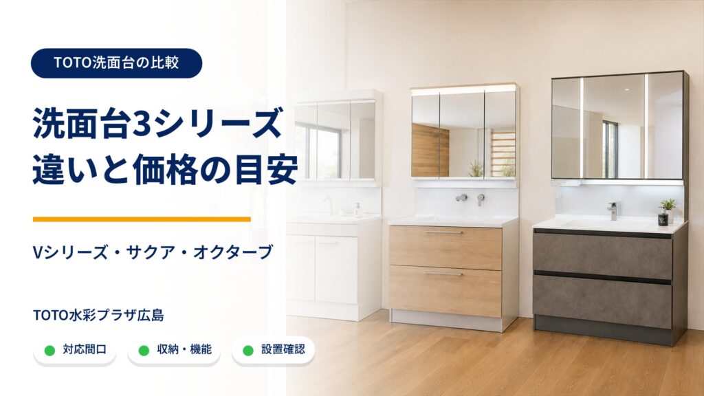 TOTO洗面台3シリーズを比較する記事のアイキャッチ
